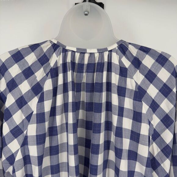 Nom Maternity‎ Provence Blue White Gingham Plaid Button Front Nursing Top Medium - Picture 5 of 8